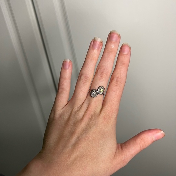 Sunflower Toi Et Moi Diamond Peridot 14k White Gold Ring 5 - Picture 9 of 13